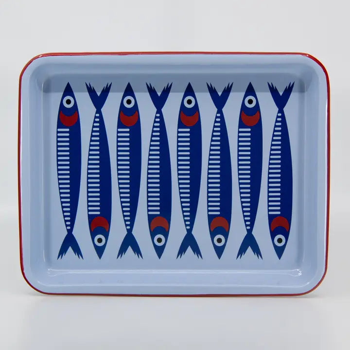 Mur By Ayca X Cch Anchovies Small Rectangle Tray, Red Rim