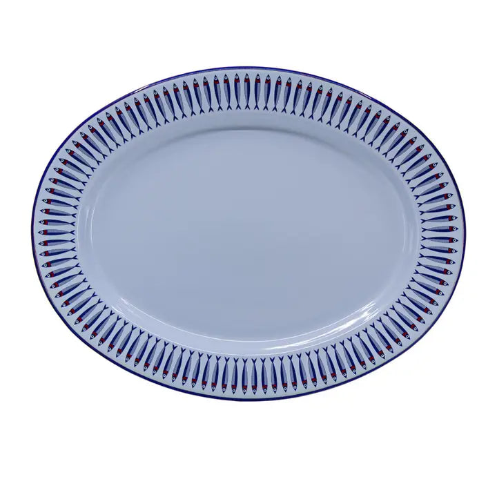 Mur By Ayca X Cch Anchovies Small 14 in Oval Tray Blue Rim