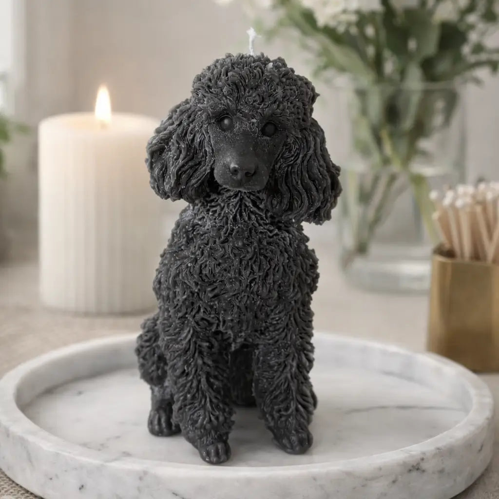 Poodle Puppy Candle Black