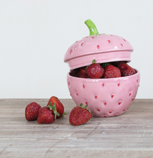Ceramic Strawberry Jar with Lid