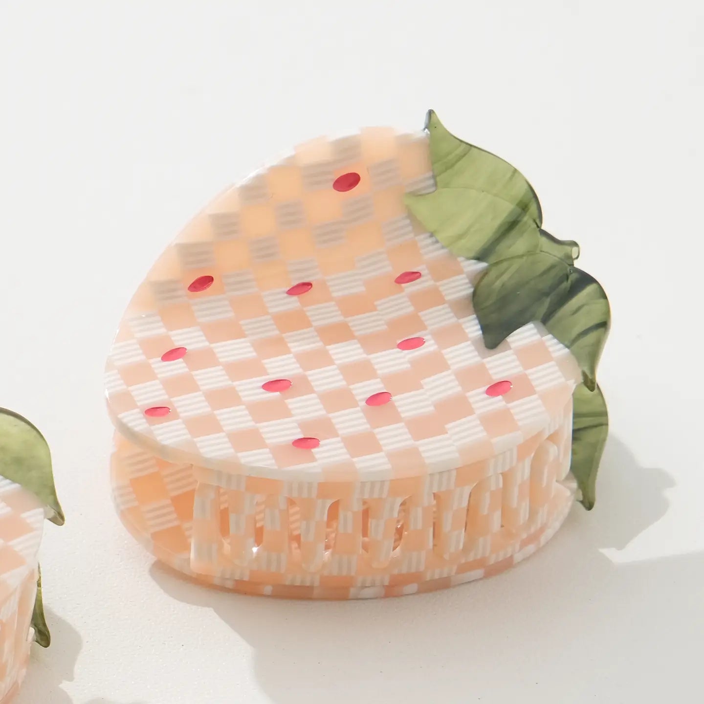 Gingham Strawberry Claw Clip - Small
