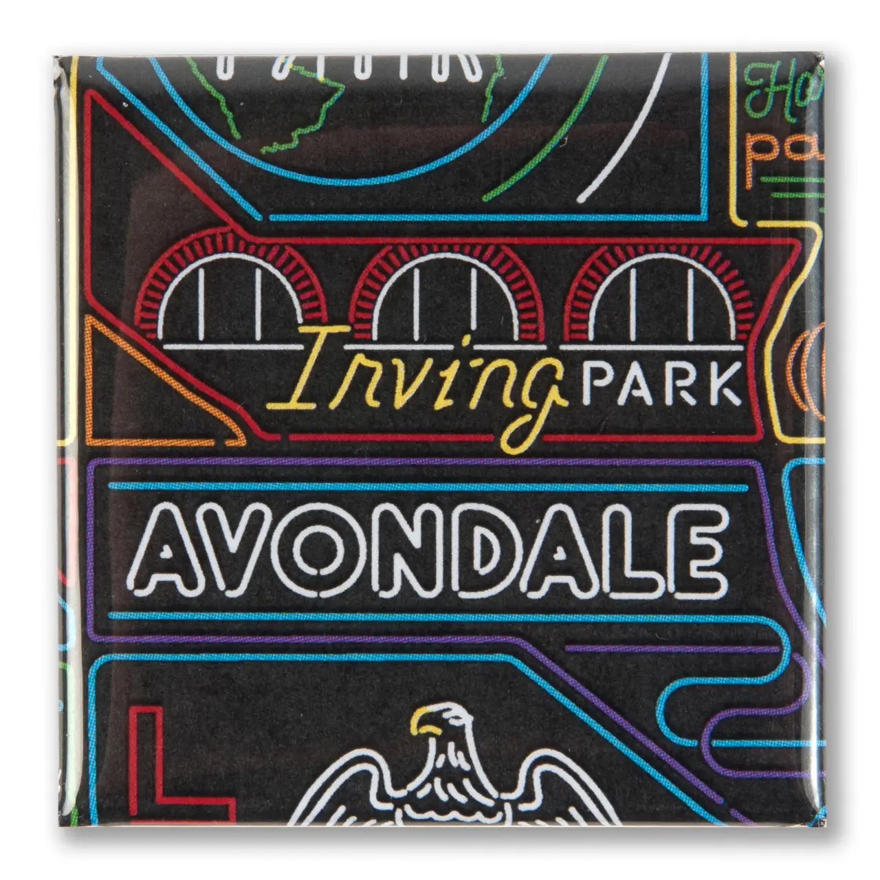 Neon Neighborhood Square Magnets