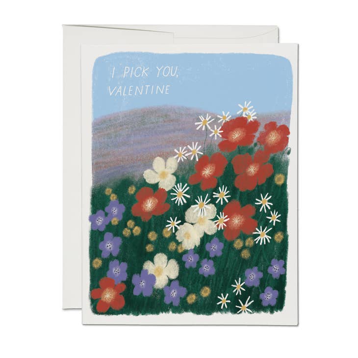 Picking Flowers Valentine's Day Greeting Card