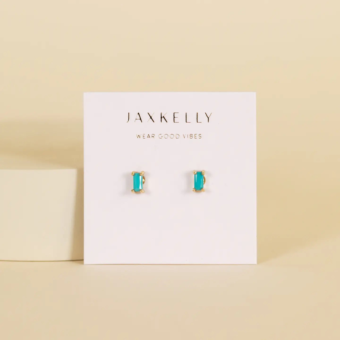 Baguette - Turquoise - Gold Earrings