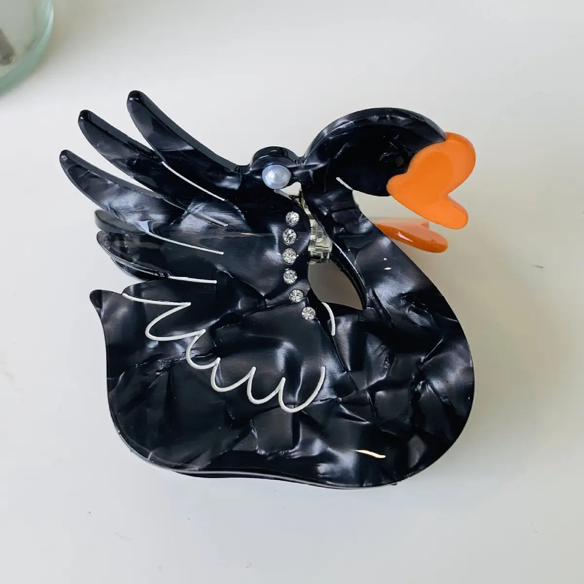 Swan Hair Clip Black