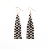 Delica Checkerboard Fringe Earrings - Smoke