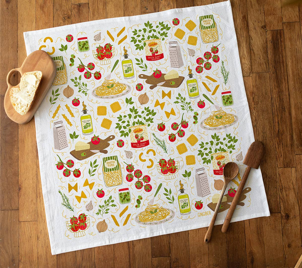 Pasta Night Tea Towel - Food Lover Kitchen Towel Decor