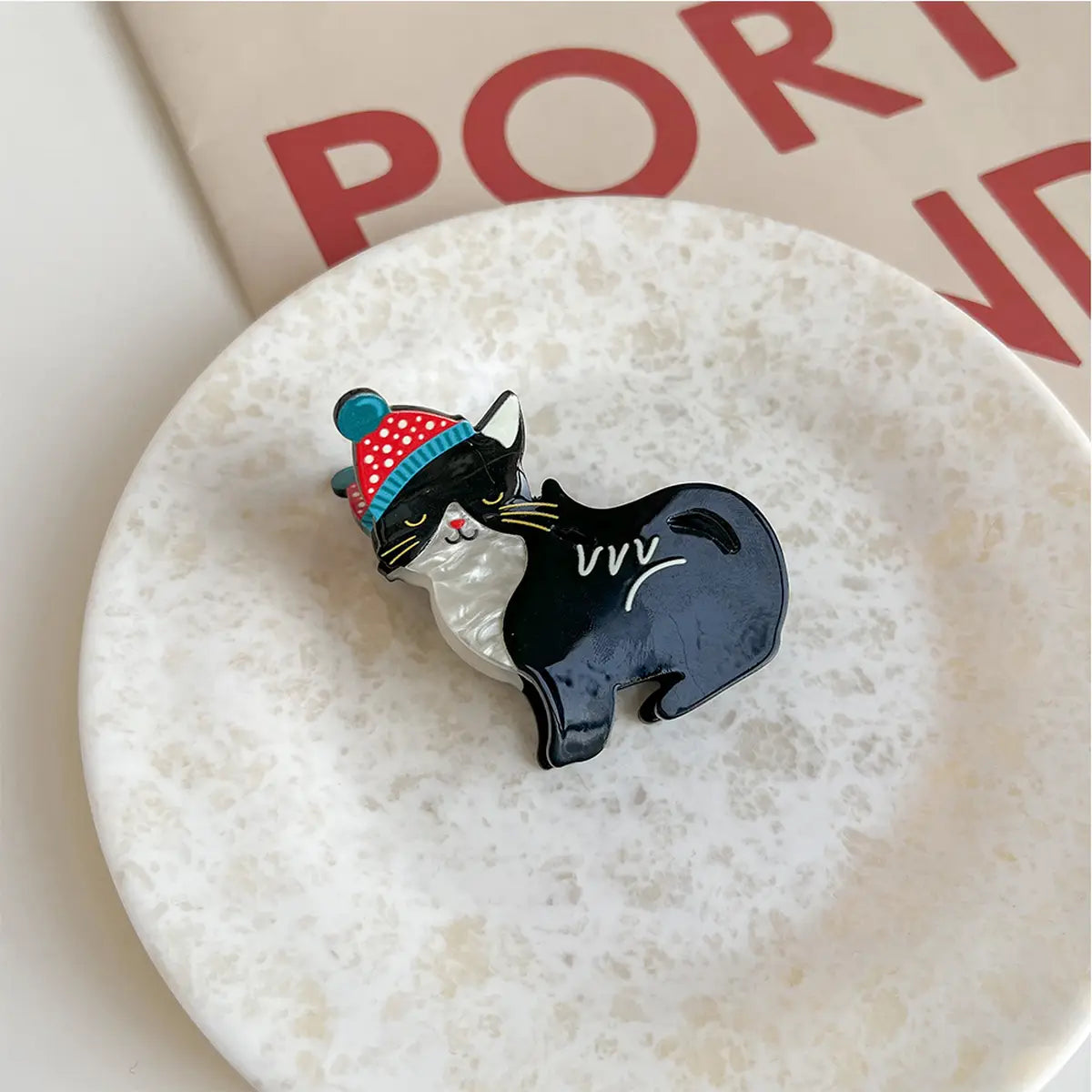 Cat Christmas Hair Clip Black