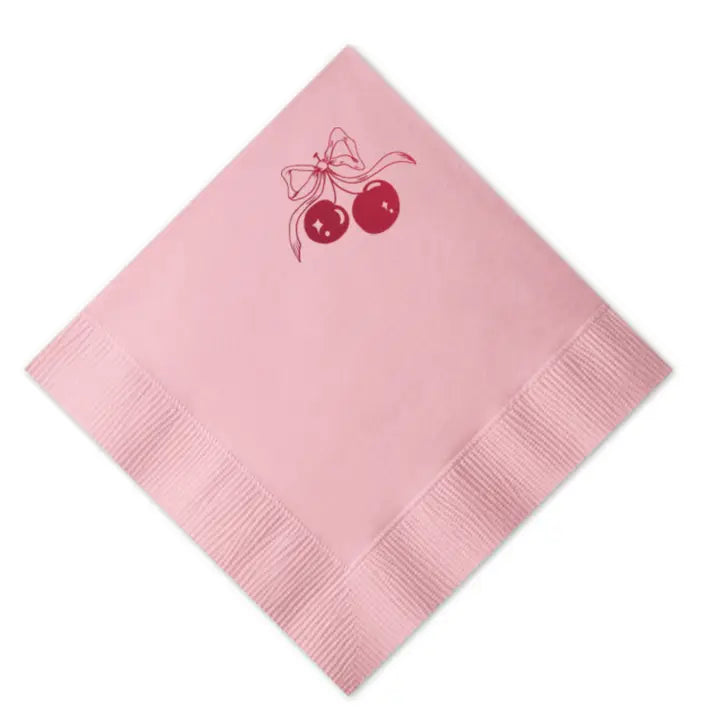 Red Cherries with Bow - Napkin Set of 20