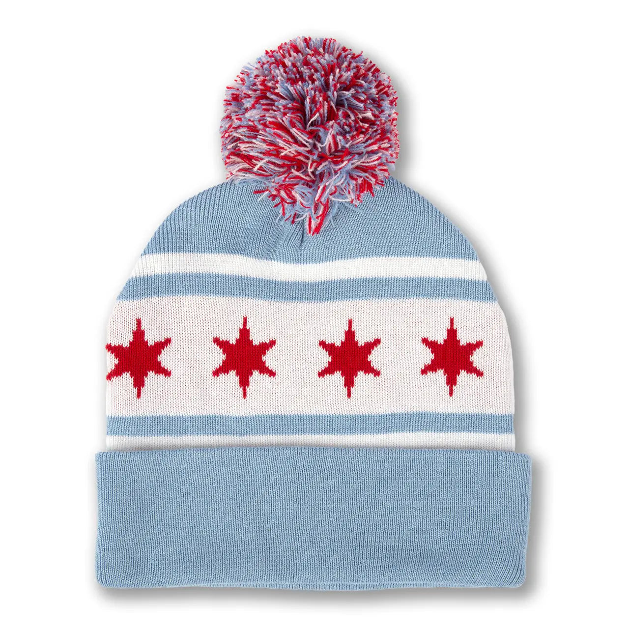 Chicago Flag Hat with Pom