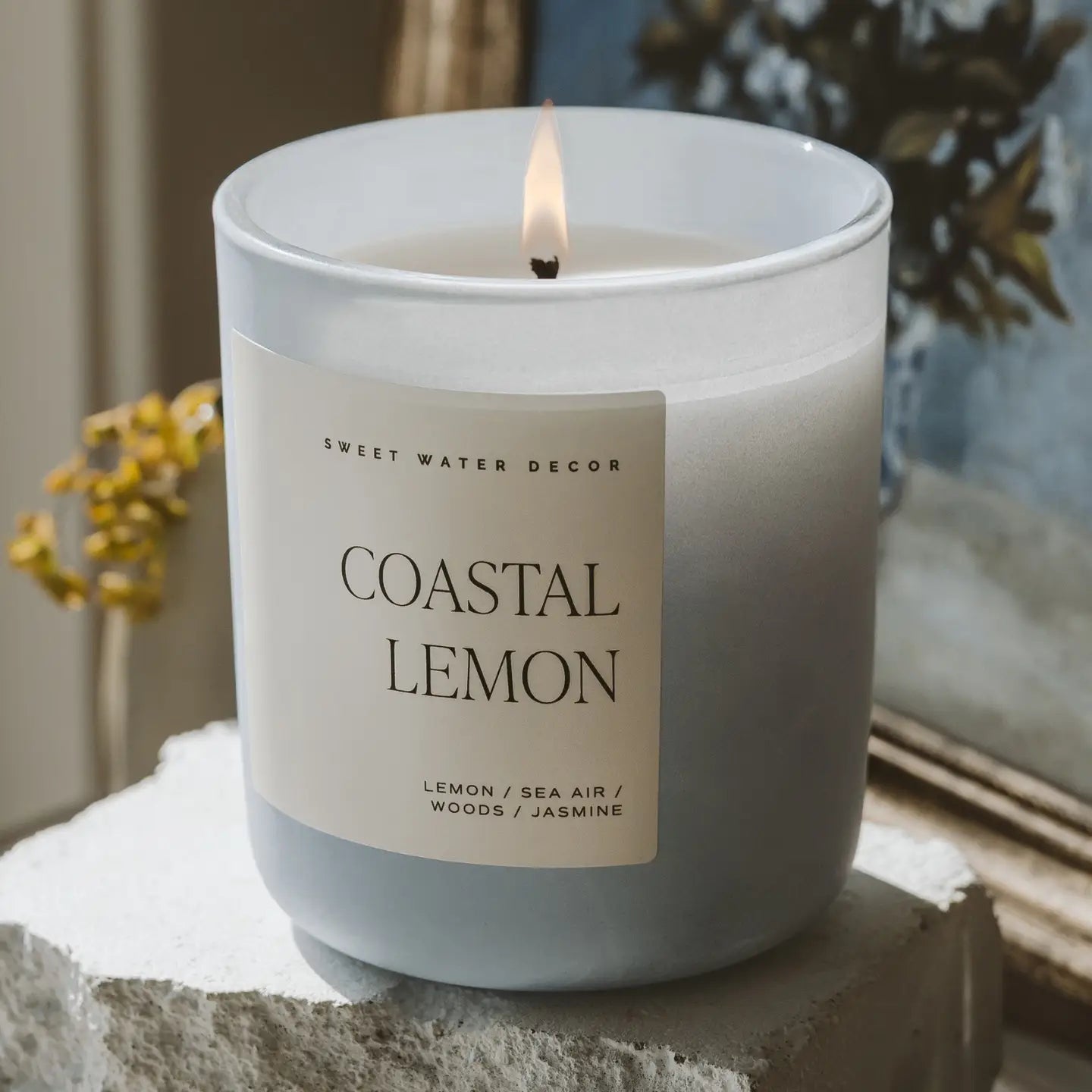 Coastal Lemon 15 oz Soy Candle, Matte Jar