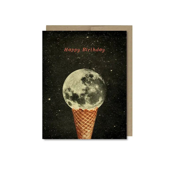 Happy Birthday Moon Ice Cream Cone Card