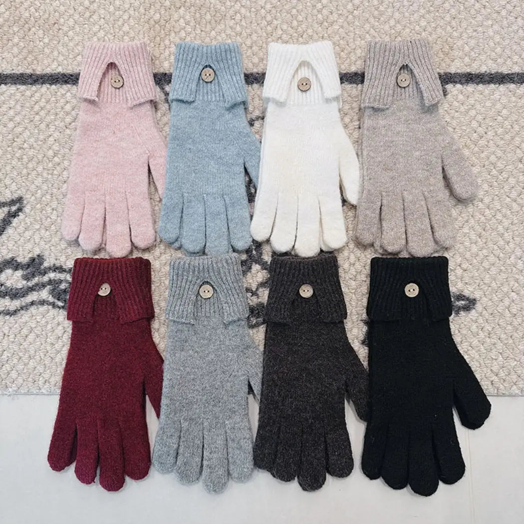 Cozy Knit Button Gloves
