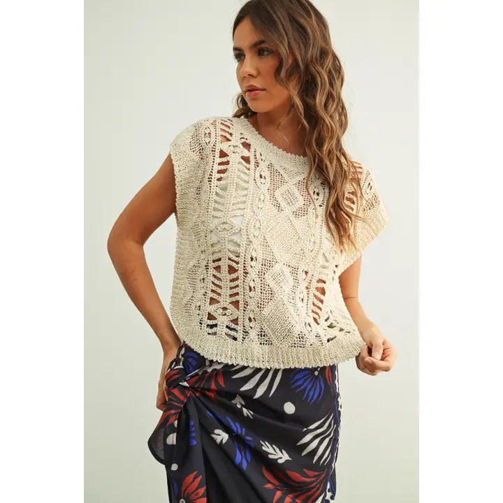 Crochet Knitted Top - Large