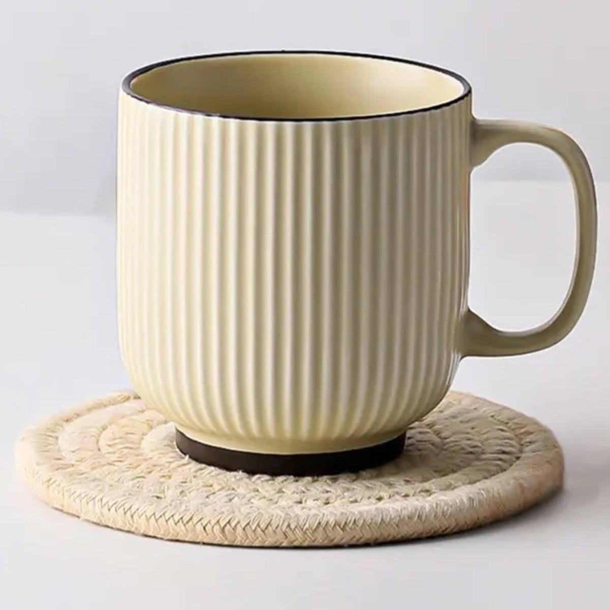 Coffee Mug with Striped Modern Vintage Nordic Style-12 oz : Green