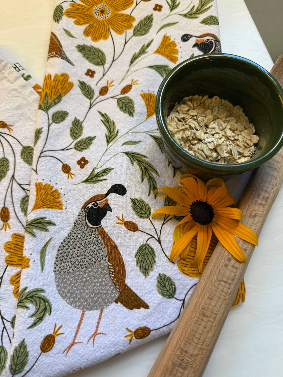 Quail Bird Tea Towel - Fall Bird Kitchen Decor