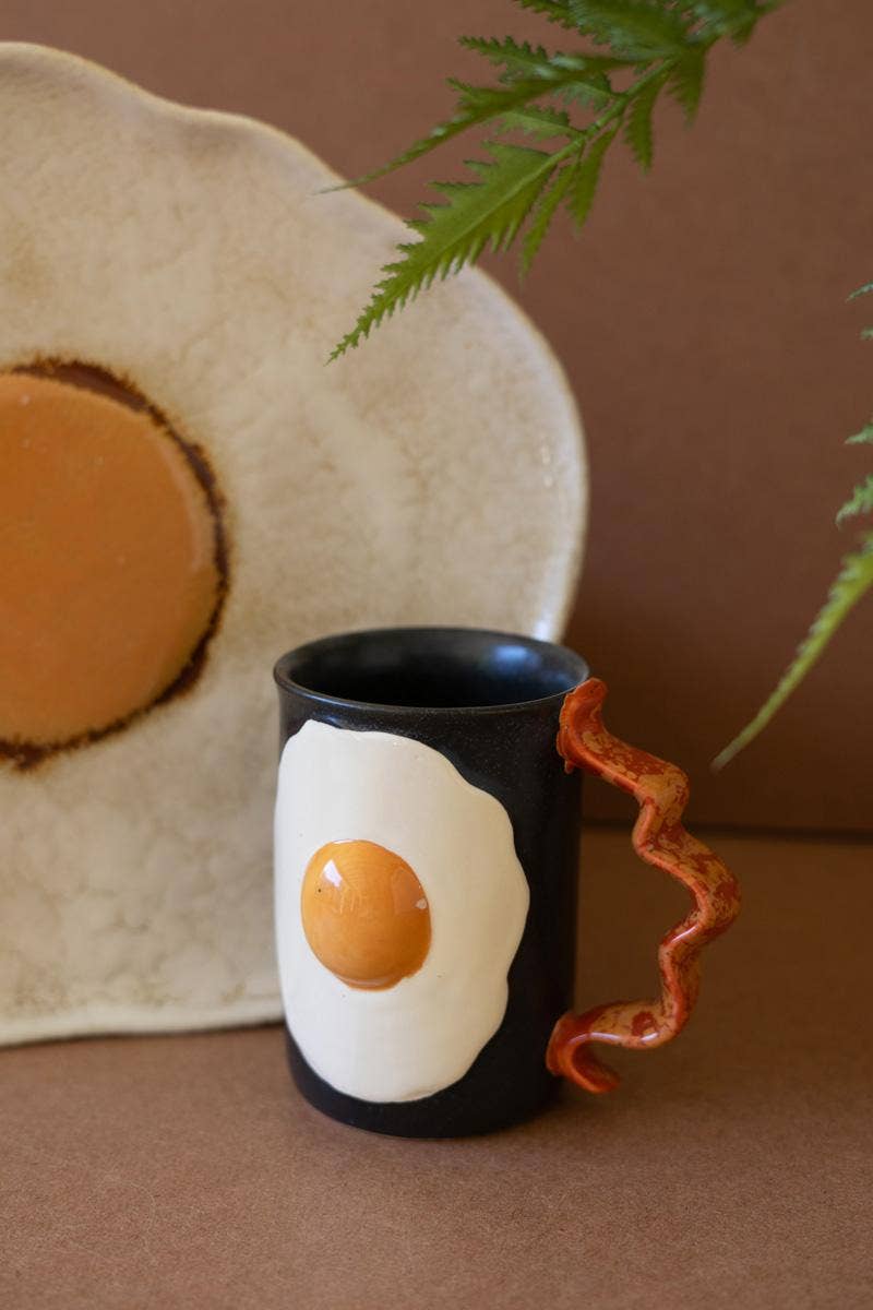 CERAMIC MUG - BACON AND EGGS: Multi / Ceramic / 5" x 3" x 4.5"t