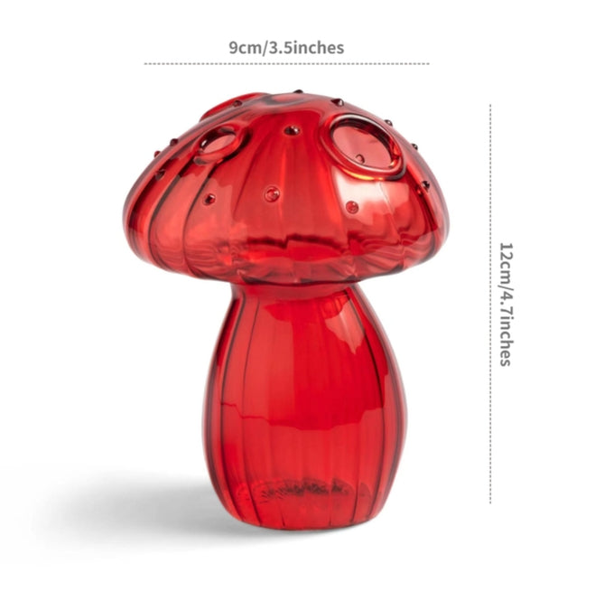 Mini Glass Mushroom Bud Vase Red
