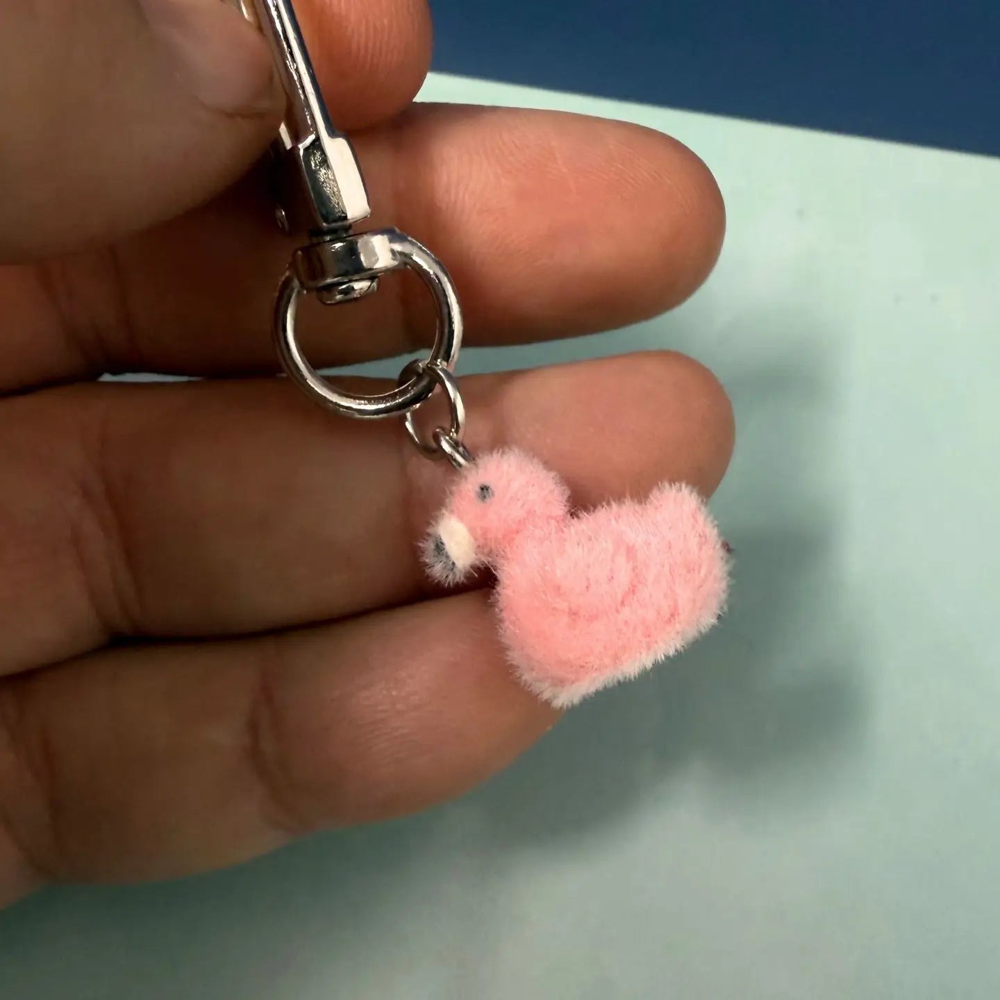 Fuzzy Flamingo Keychain