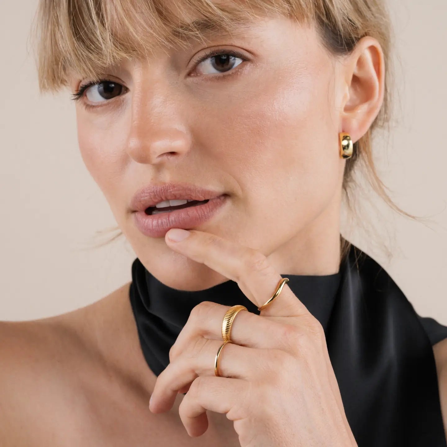 Wide Gold Hoop Earrings