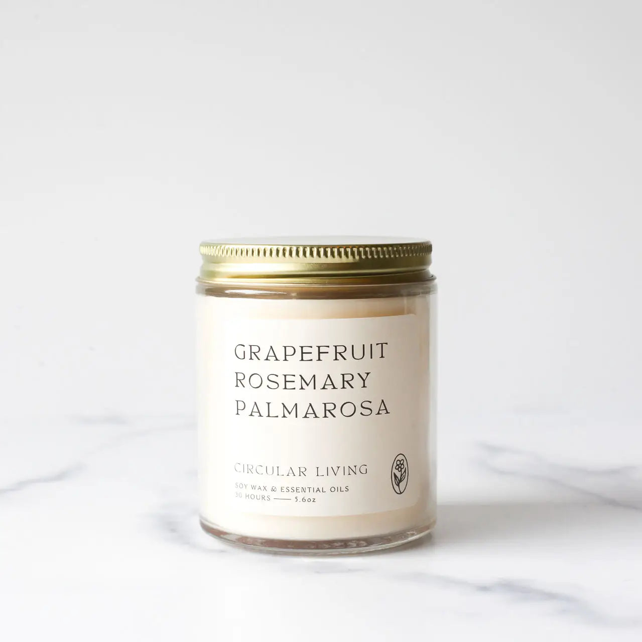 Grapefruit Rosemary Palmarosa Soy Wax Candle