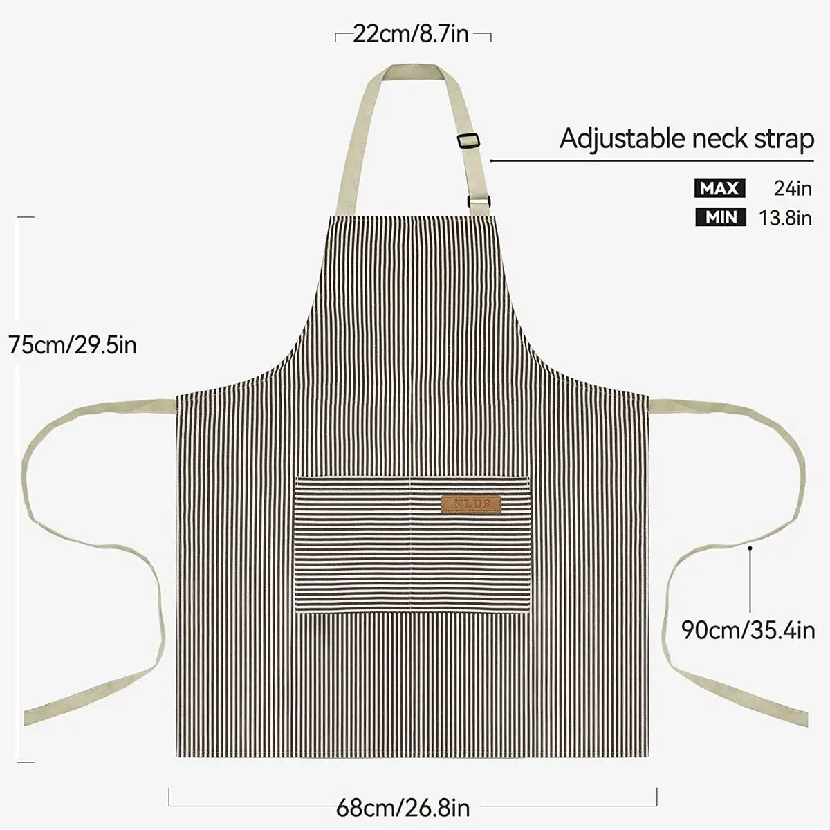 Striped Pocket Apron Gray