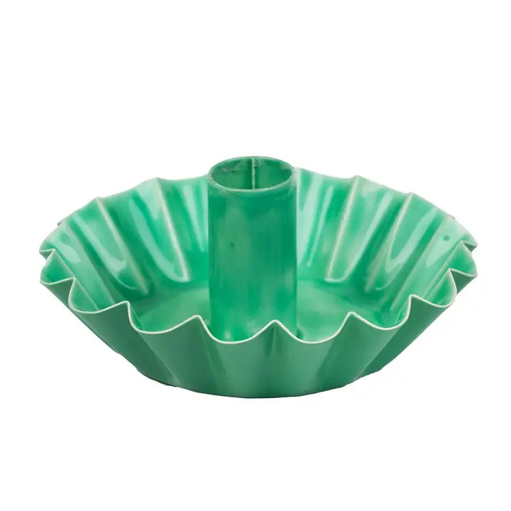 Scalloped Pink Metal Dinner Candle Holder