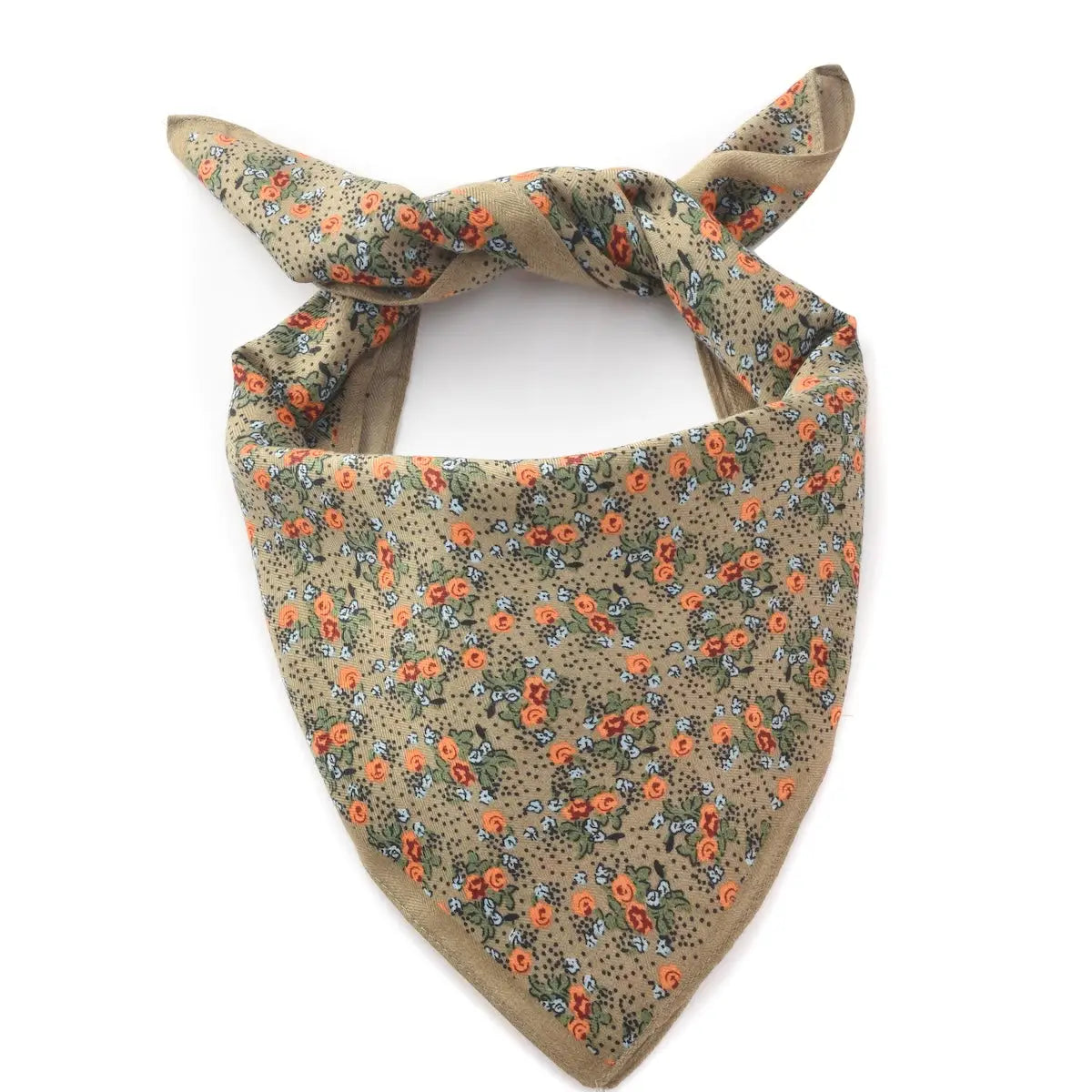 Vintage Floral Square Scarf Green