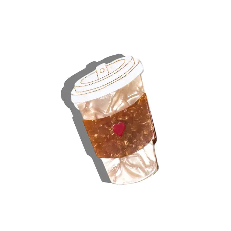 Heart Coffee Cup Claw Hair Clip