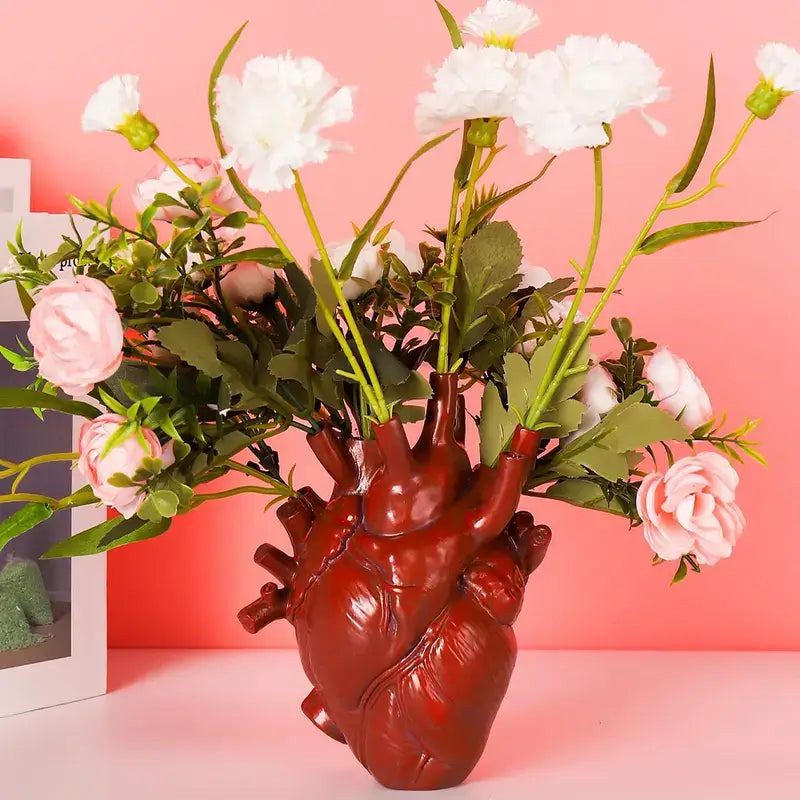 Heart-Shaped Resin Flower Vase
