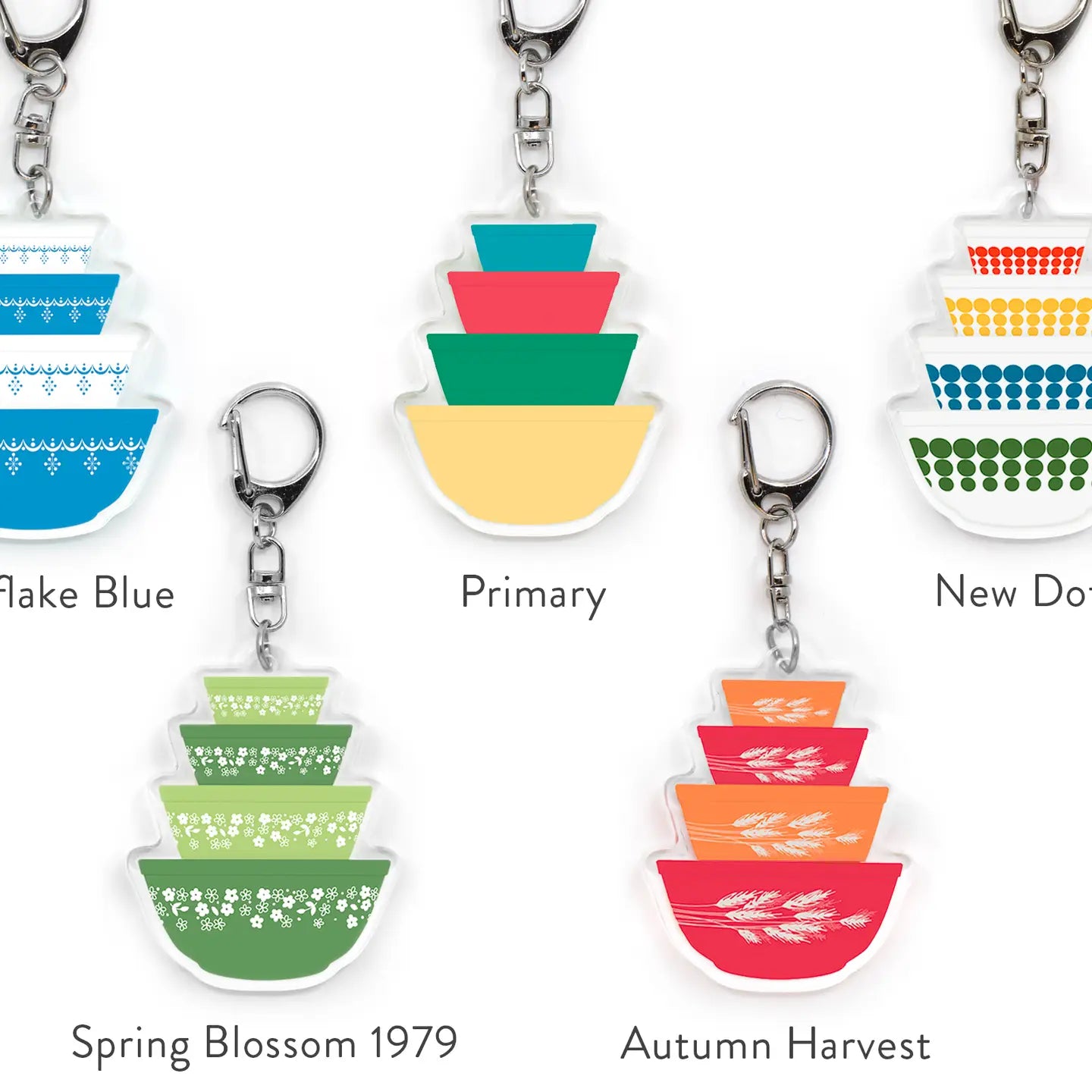 Pyrex-Inspired Mixing Bowl Keychain – Retro Keyring
