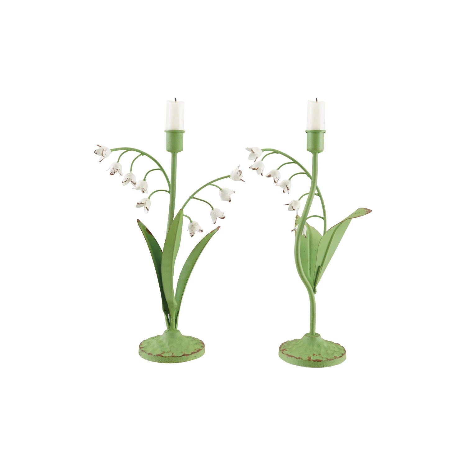 Metal Vintage Reproduction Toleware Lily of the Valley Taper Holder, 2 Styles