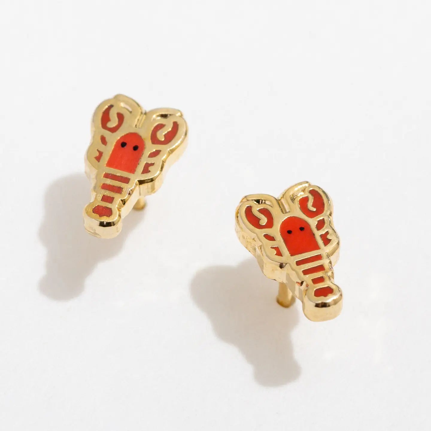 Lobster Enamel Stud Earrings