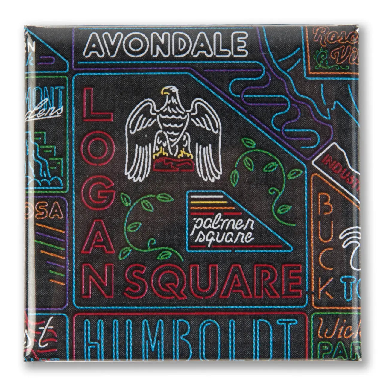 Neon Neighborhood Square Magnets