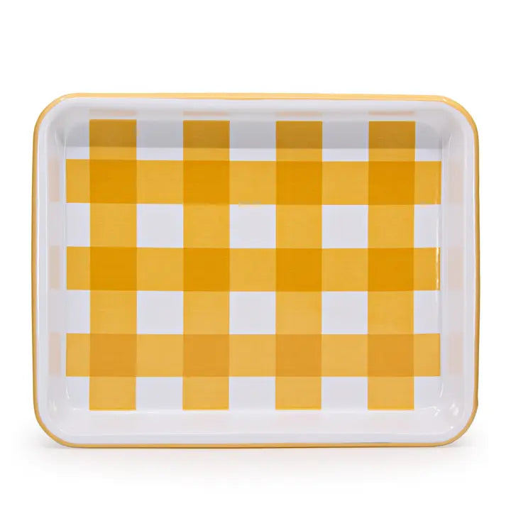 Max Humphrey X Cch Gingham Enamelware Small Rectangle Tray Yellow
