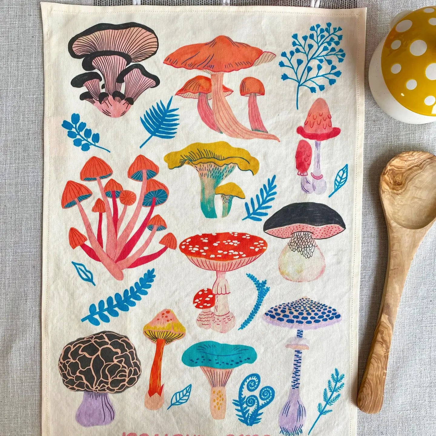 Mushroom Linen Cotton Tea Towel