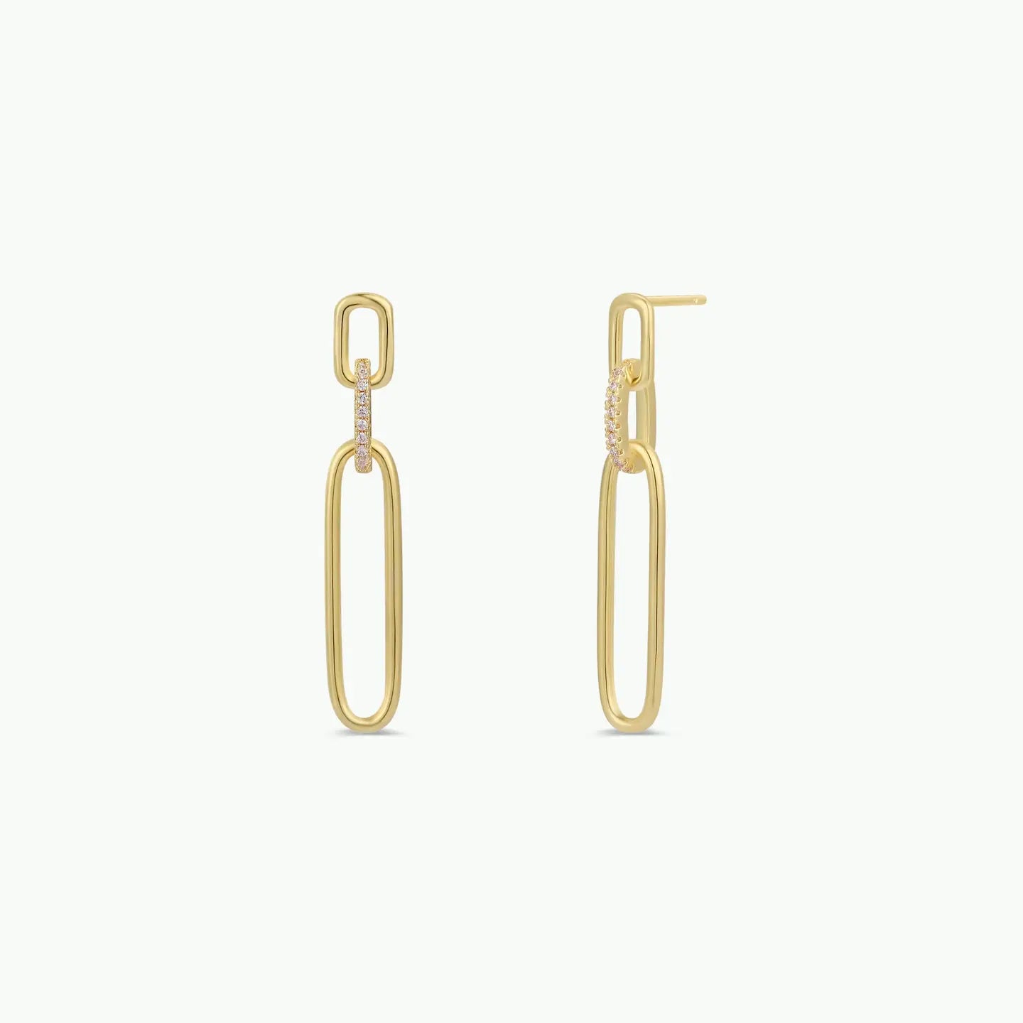 Pave Link Drop - Gold Earrings