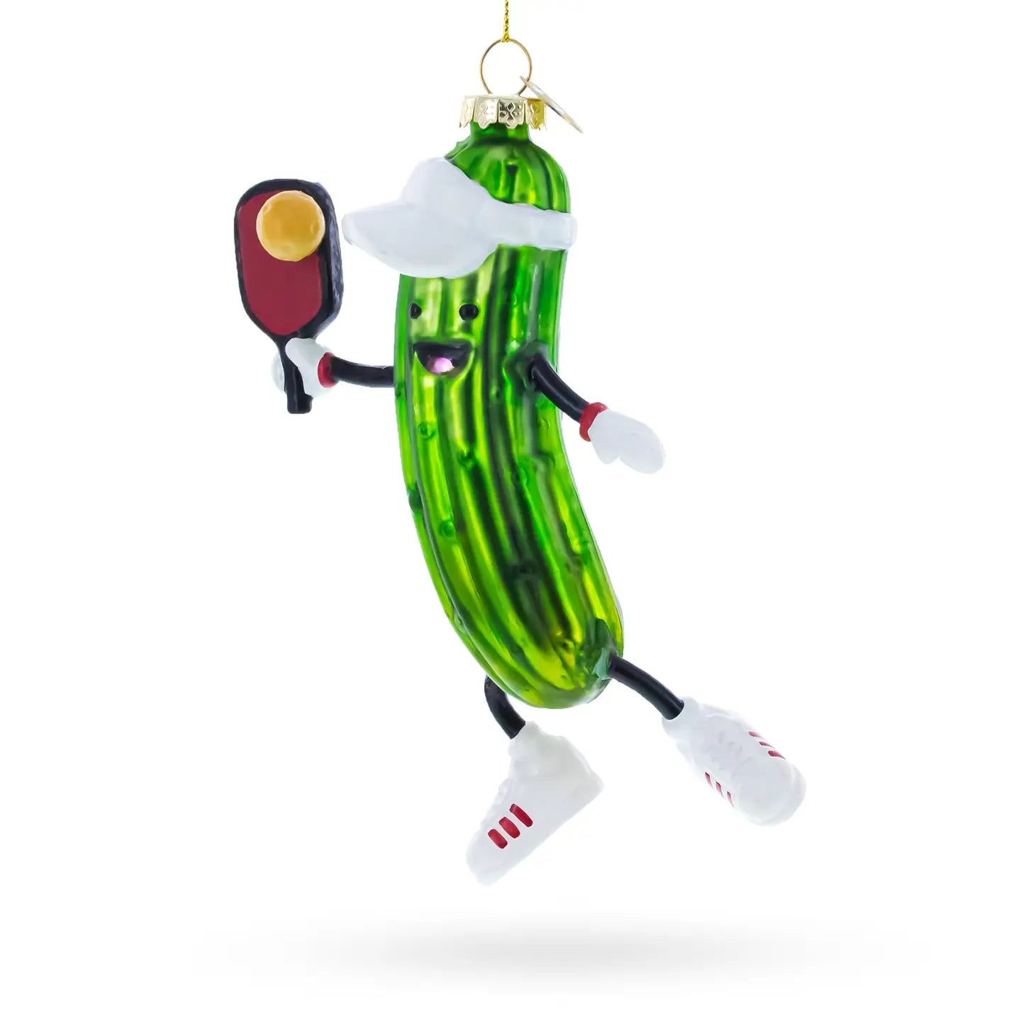 Pickle-Themed Pickleball Glass Ornament