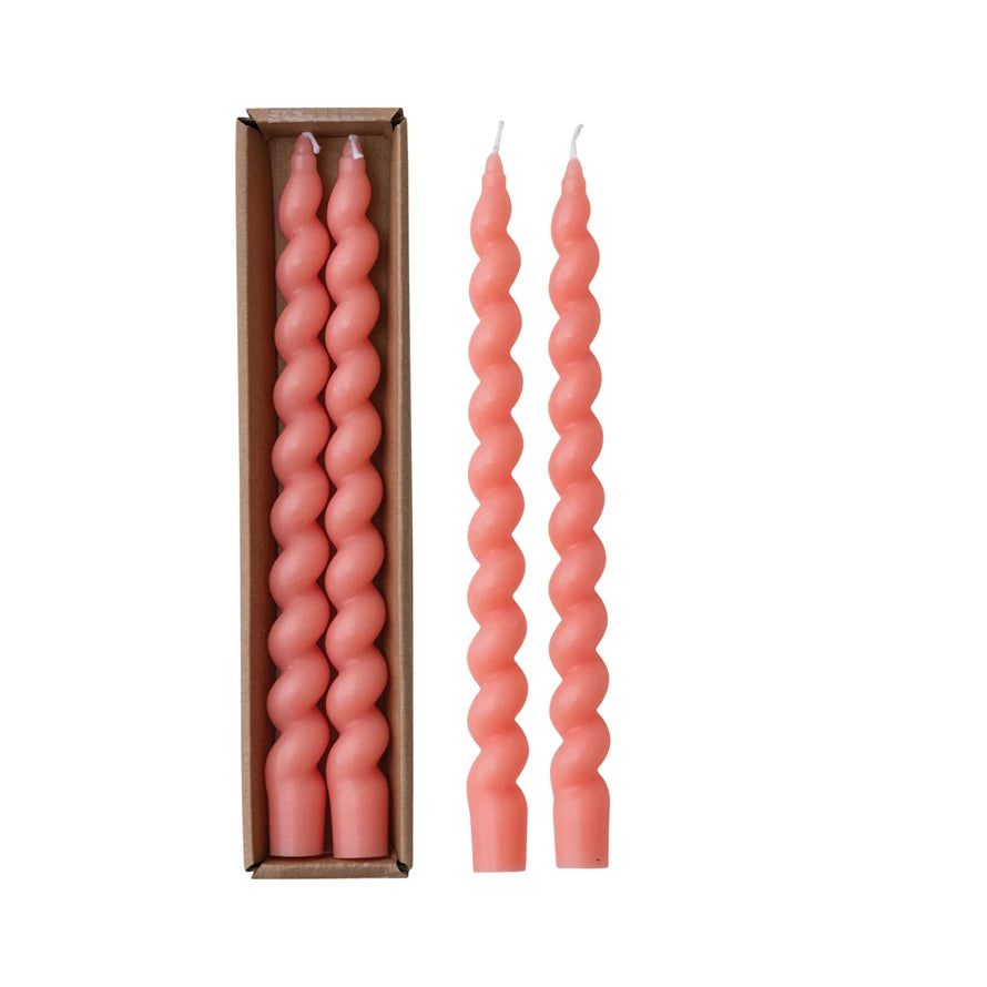 Pink Unscented Twisted Taper Candles in Box