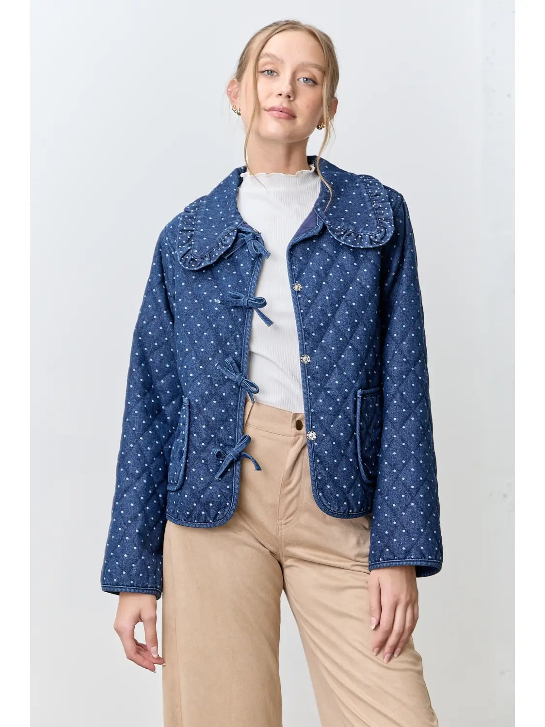 Polka Dot Peter Pan Collar Jacket