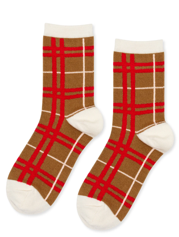 Boucle Plaid Crew Socks