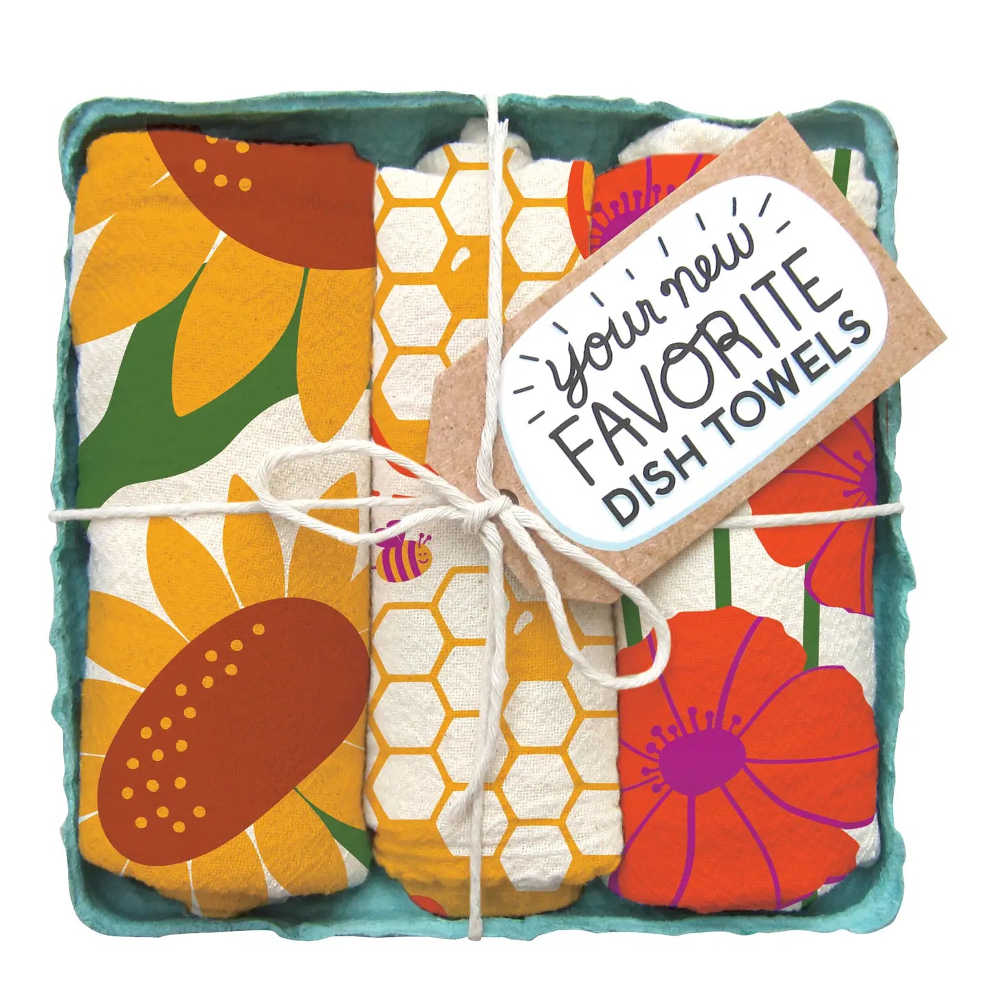 Pollinator Garden (Honey, Poppy, Sunflower) Tea Towel Set of 3