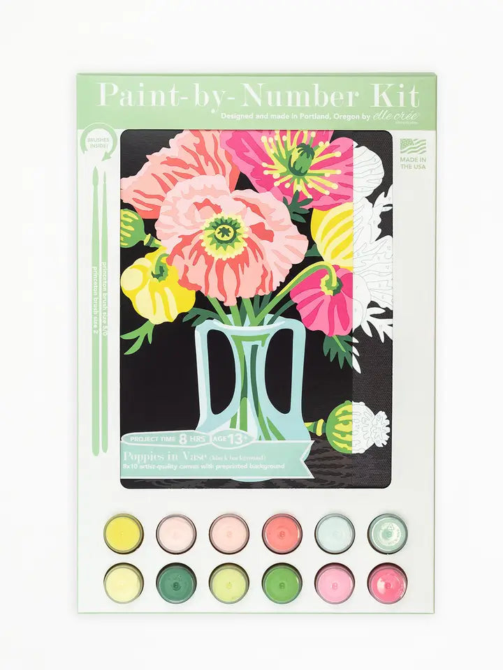 Paint-by-Number Kit Poppies (Black Background)