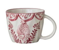 Organic Shaped Mug with Botanical Design Red