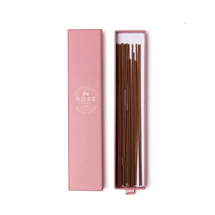 Rose + Mint Aromatherapy Incense Sticks – 25 Pcs Boxed