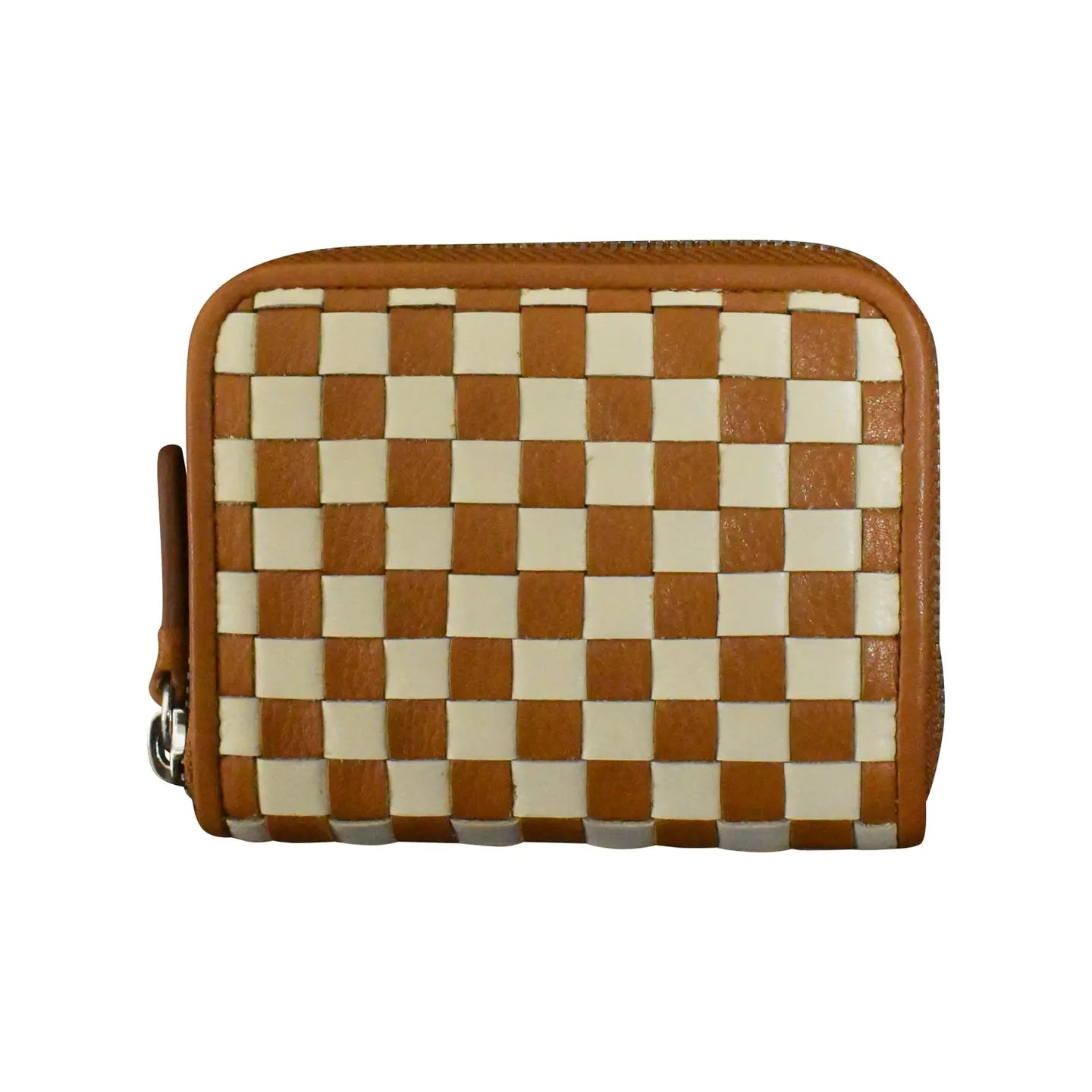 Checkerboard Zip Around Wallet Brown