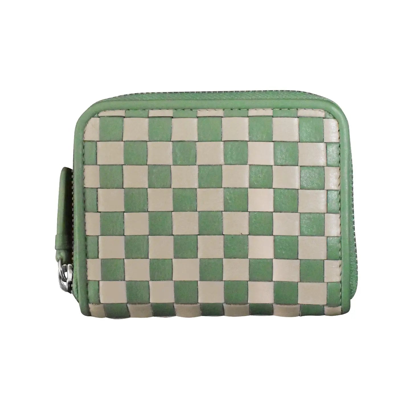 Checkerboard Zip Around Wallet Sage