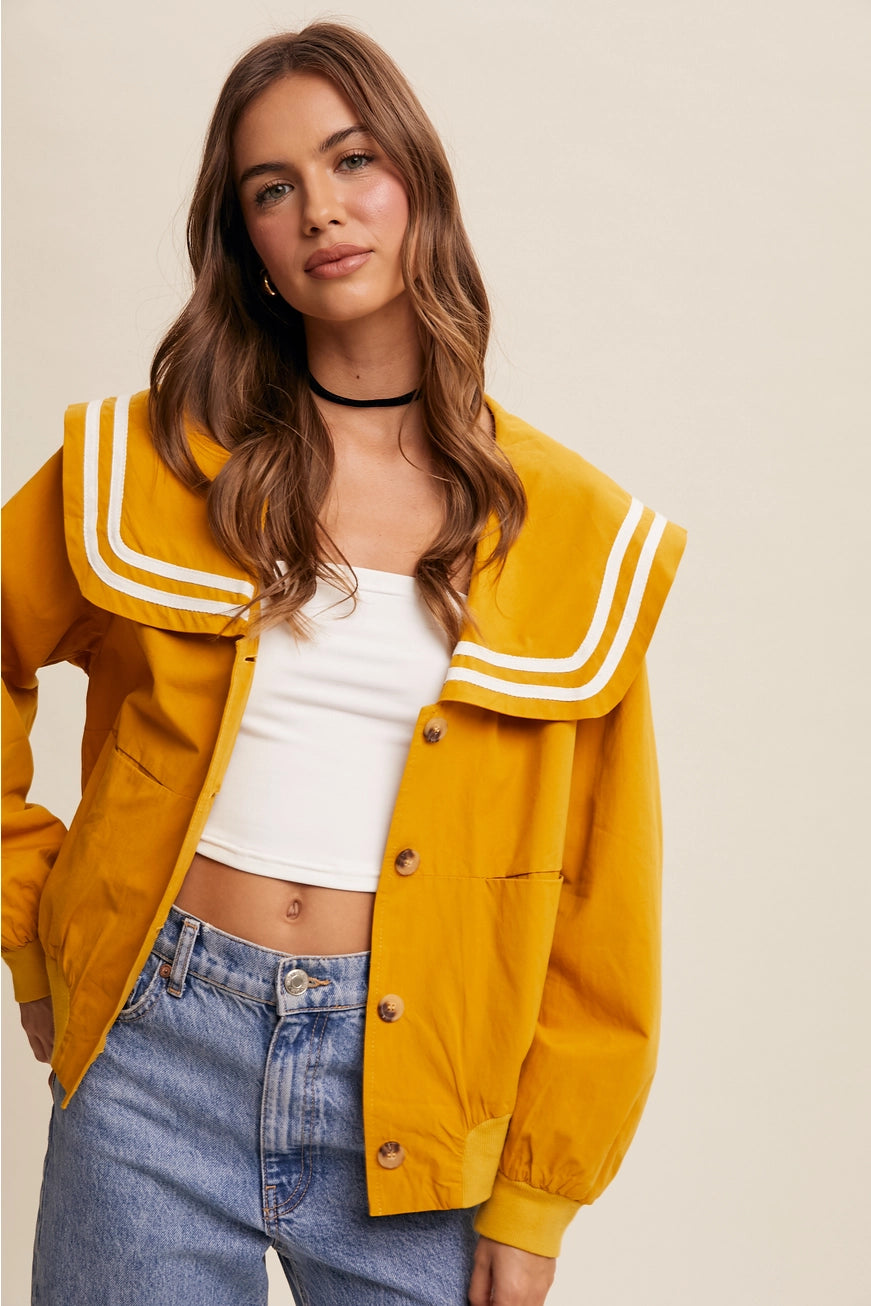 Sailor Collar Button-Up Jacket