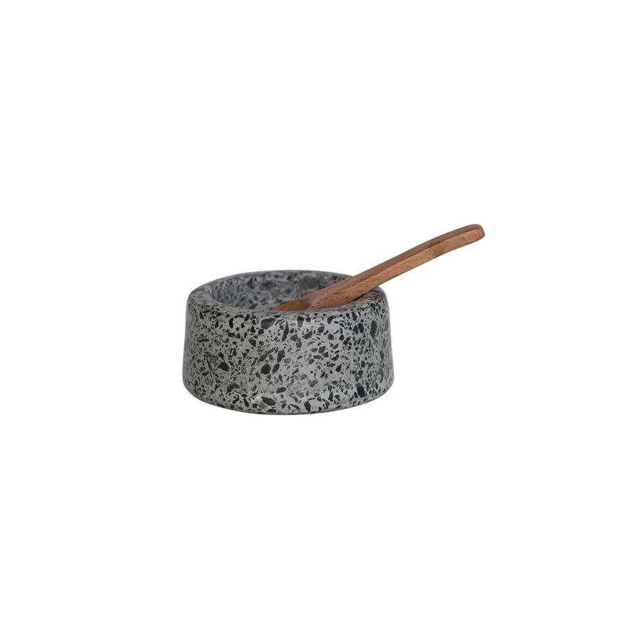 Terrazzo Salt Cellar w/ Acacia Wood Spoon