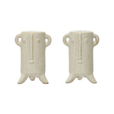 Salt and Pepper Shakers with Face, Reactive Glaze, Set of 2